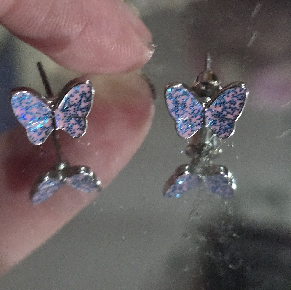 Blue butterfly earrings